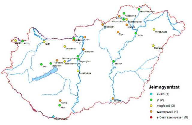 2006. évi automata mérőhálózati eredmények légszennyezettségre, Magyarországon