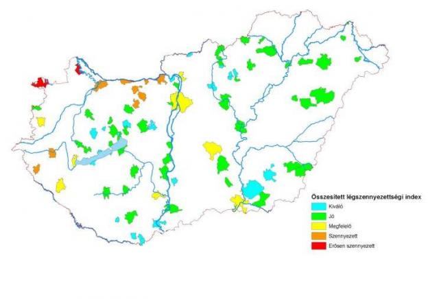 2008. évi manuális mérőhálózati eredmények légszennyezettségre, Magyarországon
