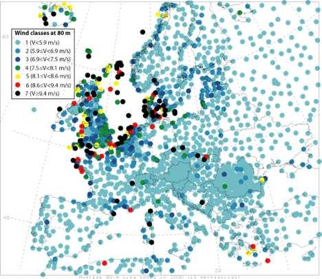 Európa szélenergia térképe