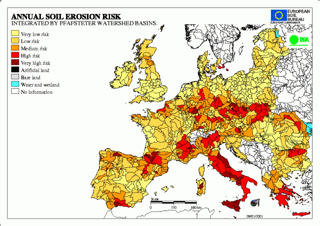 EU talajerózió térképe