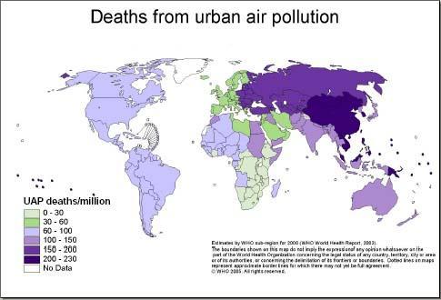 Légszennyezettségben elhunytak aránya
