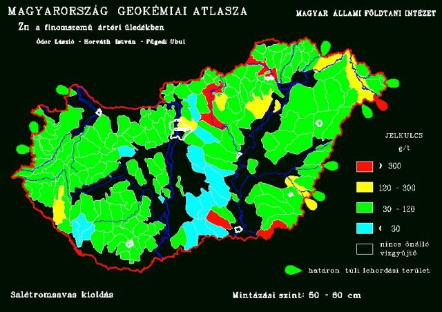 Cink természetes koncentrációja Magyarország talajaiban