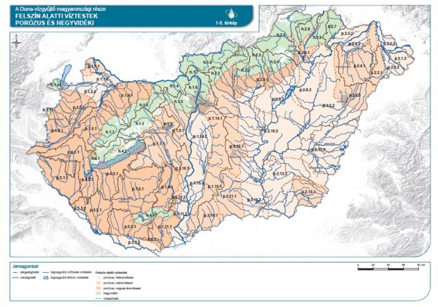 Porózus és hegyvidéki felszín alatti víztestek a Duna vízgyűjtője Magyarországi 